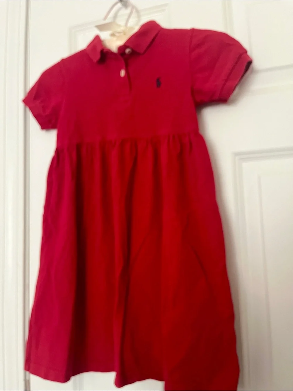 Vintage Ralph Lauren Classic Red Polo Dress with Navy Embroidered Emblem